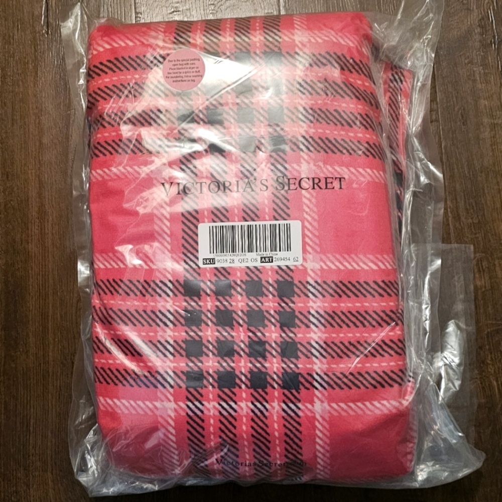 PINK Victoria's Secret Red and Black Plaid Blanket | Size: 50 x 60